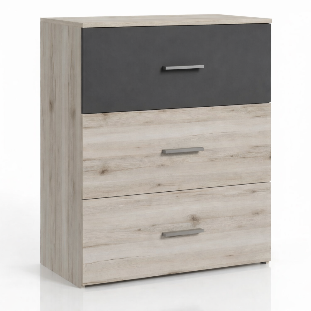 Commode compacte 3 tiroirs en bois 75,2 x 41,3 x 89,7 cm