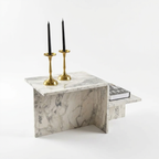 Table basse Harmony blanc/gris effet marbre – 80 x 40 x 40 cm