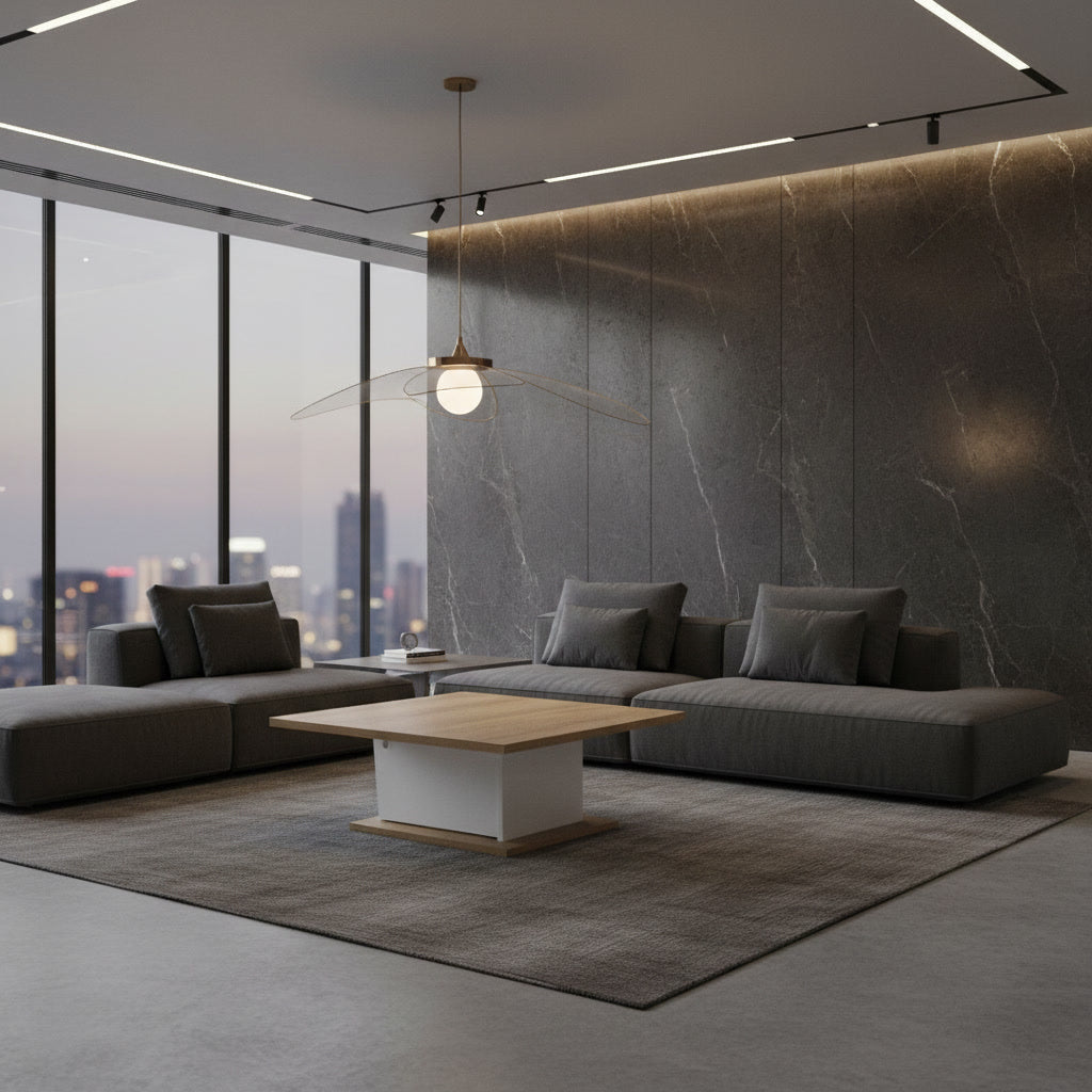 Table basse carrée blanc et chêne – 69 x 69 x 38 cm