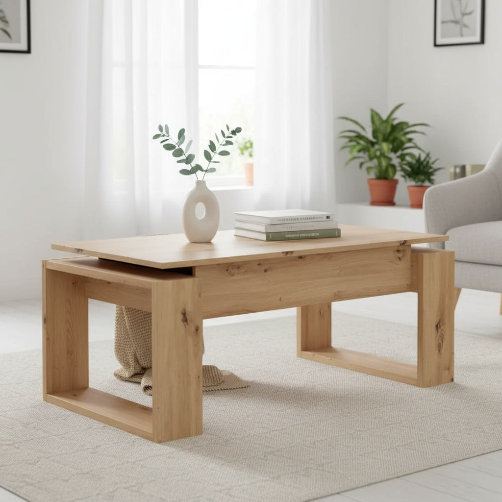 Table basse relevable rectangulaire 105 x 55 x 45 cm