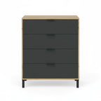 Commode compacte 4 tiroirs noir et marron 77,5 x 40 x 93,5 cm