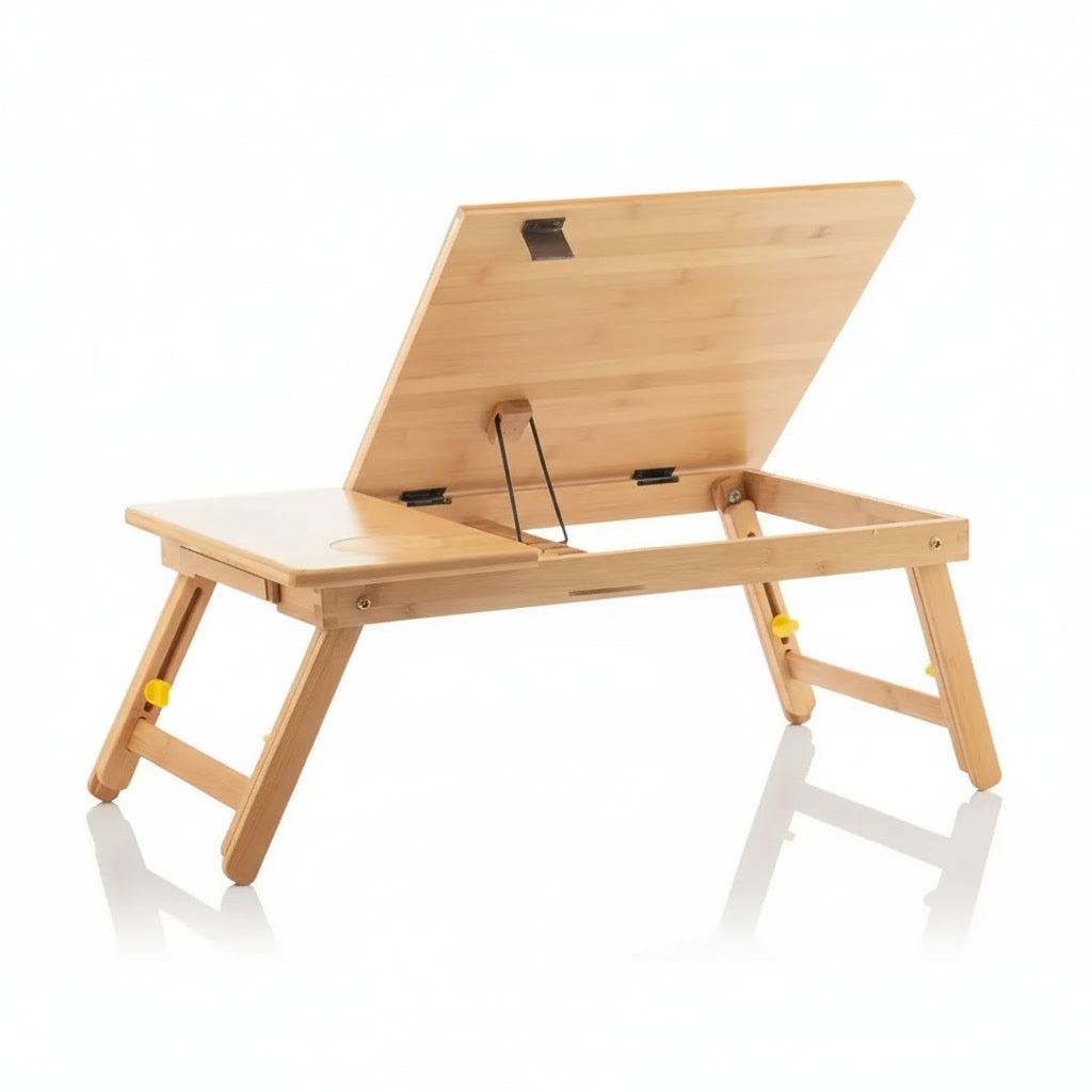 Table d’appoint pliable en bambou avec plateau inclinable 53,5 cm