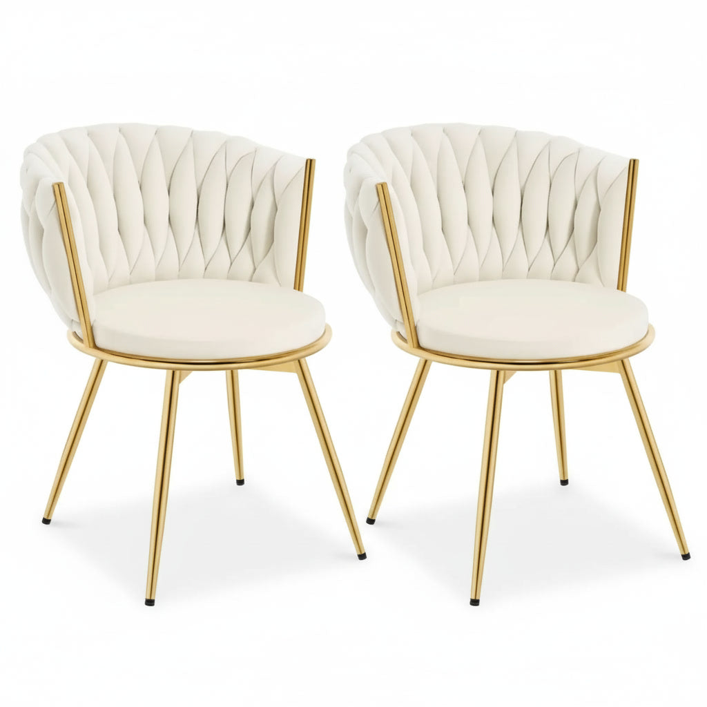 Lot de 2 chaises de salle à manger pivotantes en velours avec pieds métal