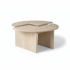 Table basse ronde effet marbre travertin 90 x 90 x 41 cm