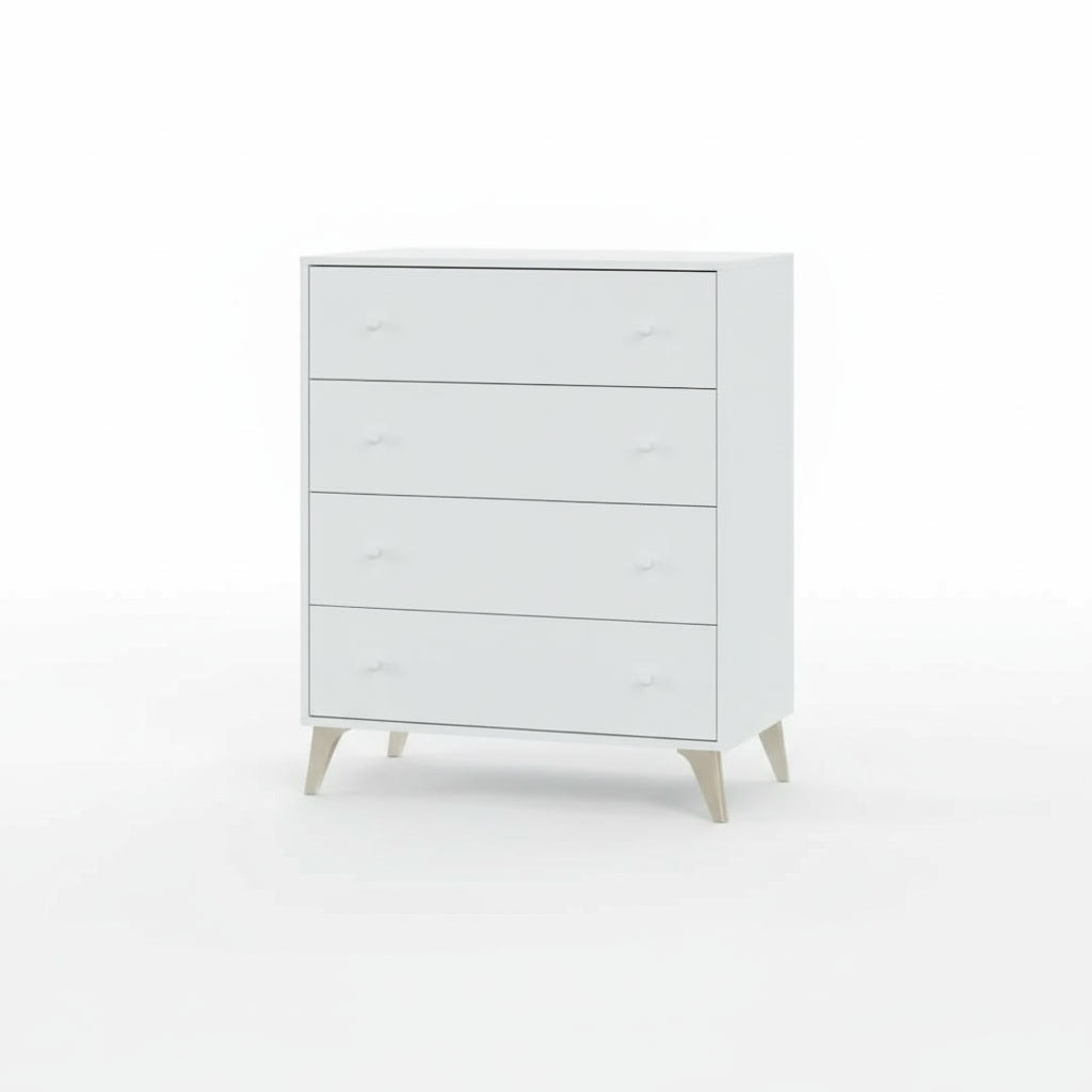 Commode compacte blanche 4 tiroirs 95 x 77,5 x 40 cm