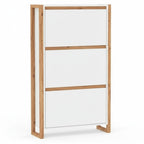 Meuble à chaussures vertical blanc et chêne 12 paires 70 x 25 x 125 cm