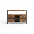 Buffet de rangement bois et métal avec éclairage LED – 4 tiroirs et étagères