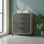 Commode compacte 4 tiroirs noir et marron 77,5 x 40 x 93,5 cm