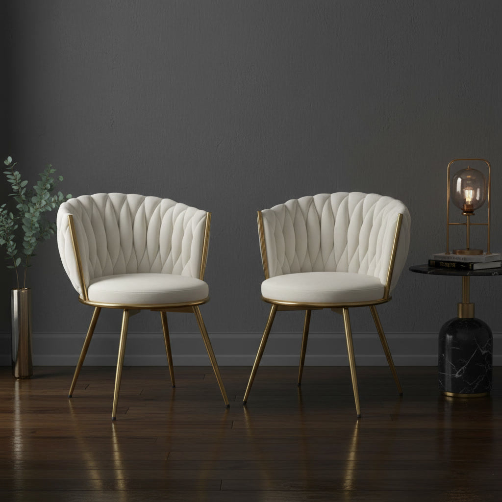 Lot de 2 chaises de salle à manger pivotantes en velours avec pieds métal