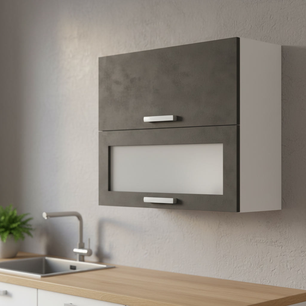 Meuble de cuisine haut gris mat 2 portes 80 x 31,6 x 72 cm