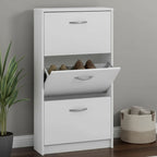 Meuble à chaussures vertical blanc 3 rabats 6 paires 58,5 x 104,5 x 17 cm