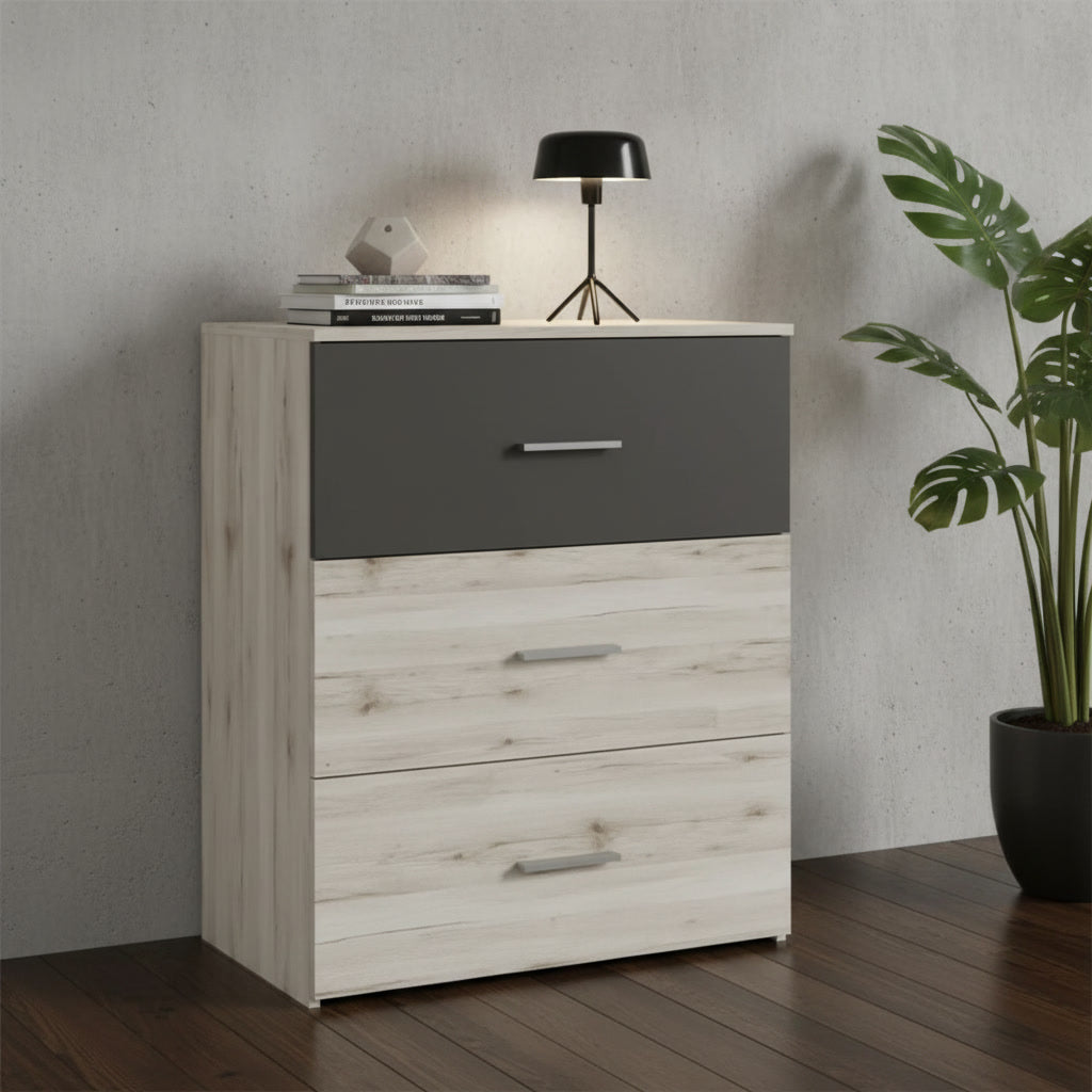 Commode compacte 3 tiroirs en bois 75,2 x 41,3 x 89,7 cm