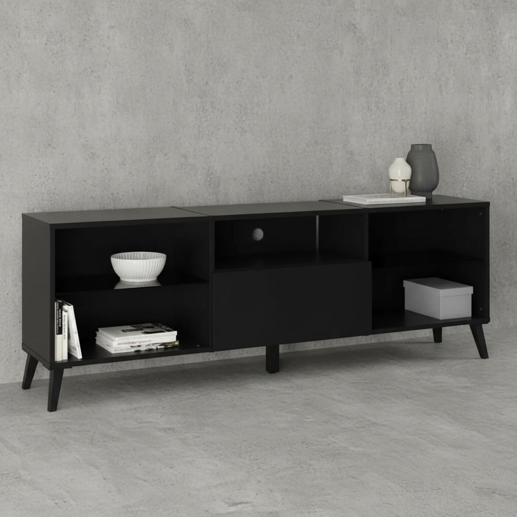 Meuble TV rectangulaire noir 154 x 32 x 52 cm