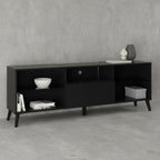 Meuble TV rectangulaire noir 154 x 32 x 52 cm