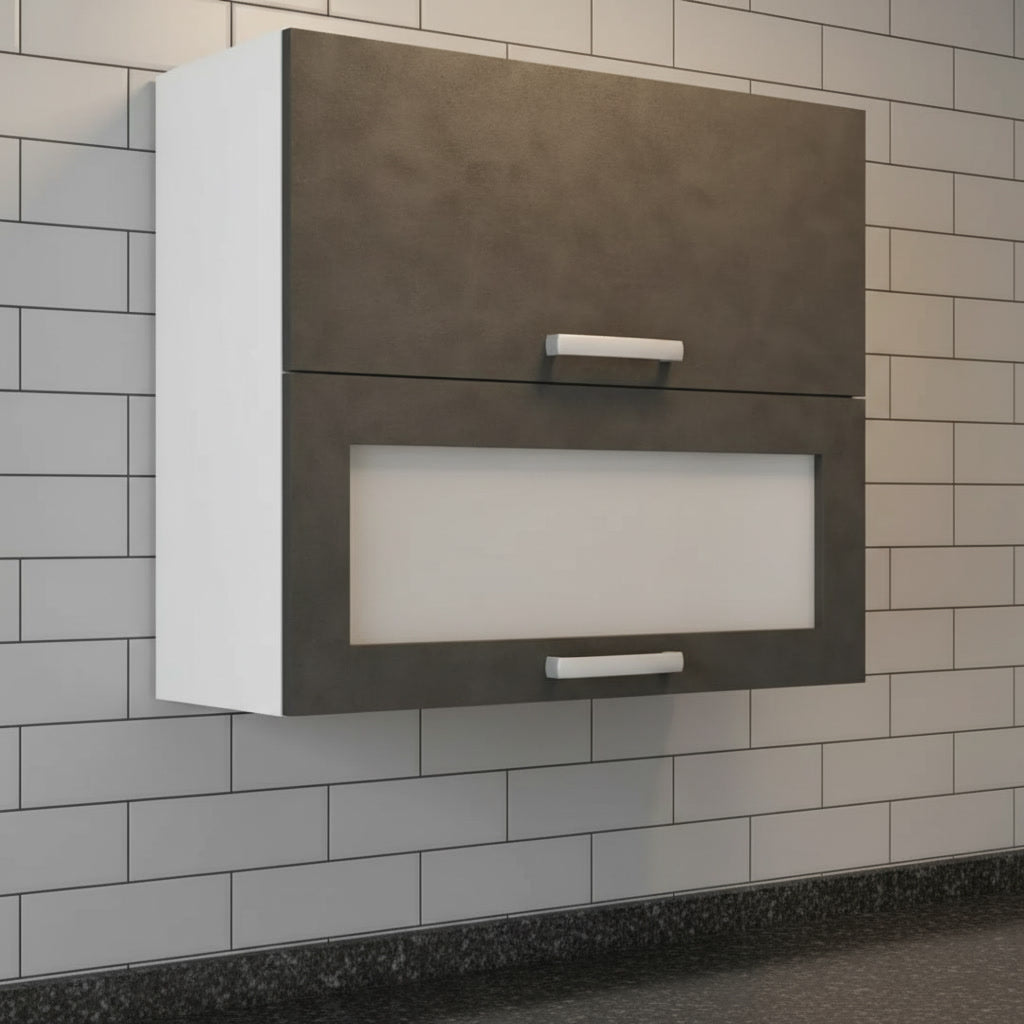 Meuble de cuisine haut gris mat 2 portes 80 x 31,6 x 72 cm