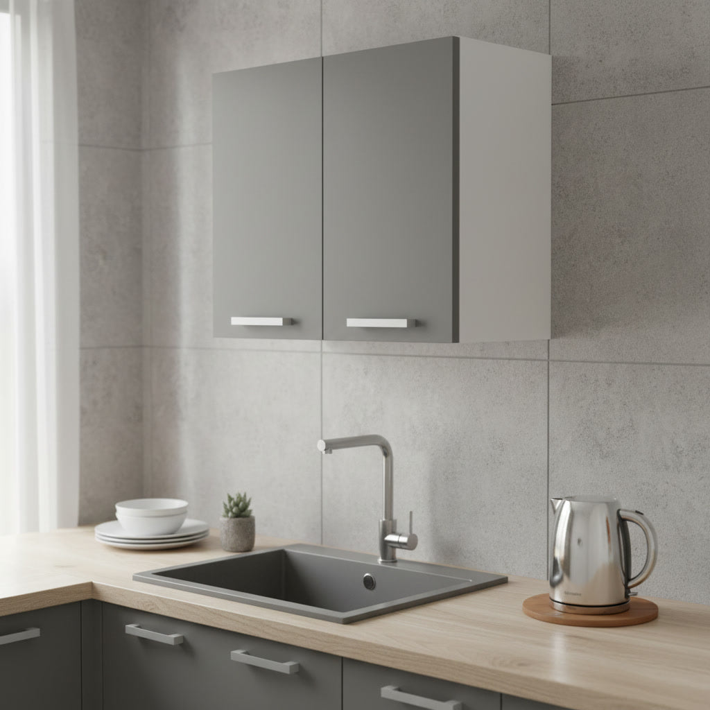 Meuble de cuisine haut gris – 2 portes