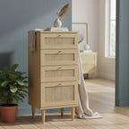 Commode compacte 4 tiroirs finition chêne 50,4 x 41,4 x 108,8 cm