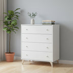 Commode compacte blanche 4 tiroirs 95 x 77,5 x 40 cm