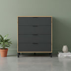 Commode compacte 4 tiroirs noir et marron 77,5 x 40 x 93,5 cm