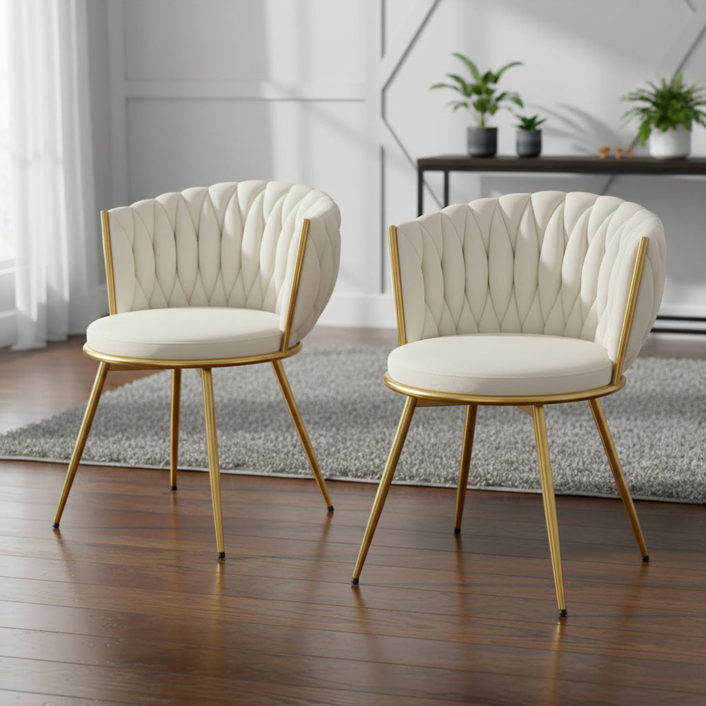 Lot de 2 chaises de salle à manger pivotantes en velours avec pieds métal