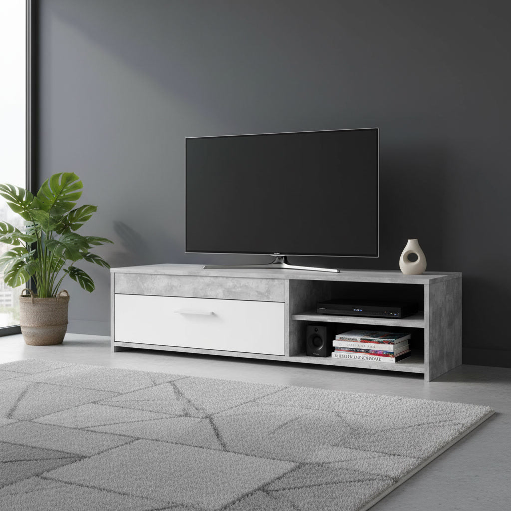 Meuble TV blanc et gris clair 120 x 42,1 x 31,8 cm