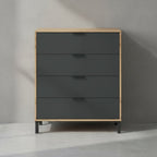 Commode compacte 4 tiroirs noir et marron 77,5 x 40 x 93,5 cm