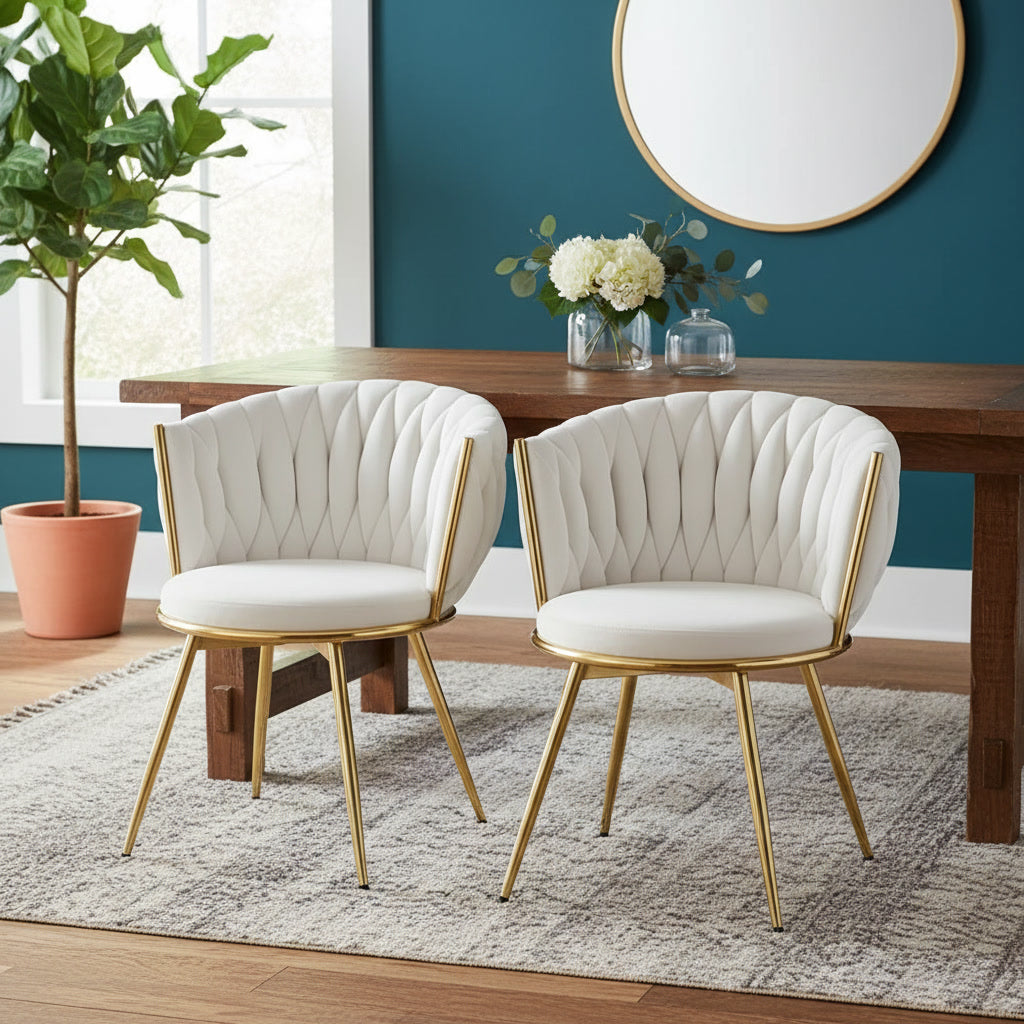 Lot de 2 chaises de salle à manger pivotantes en velours avec pieds métal