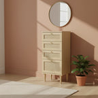 Commode compacte 4 tiroirs finition chêne 50,4 x 41,4 x 108,8 cm