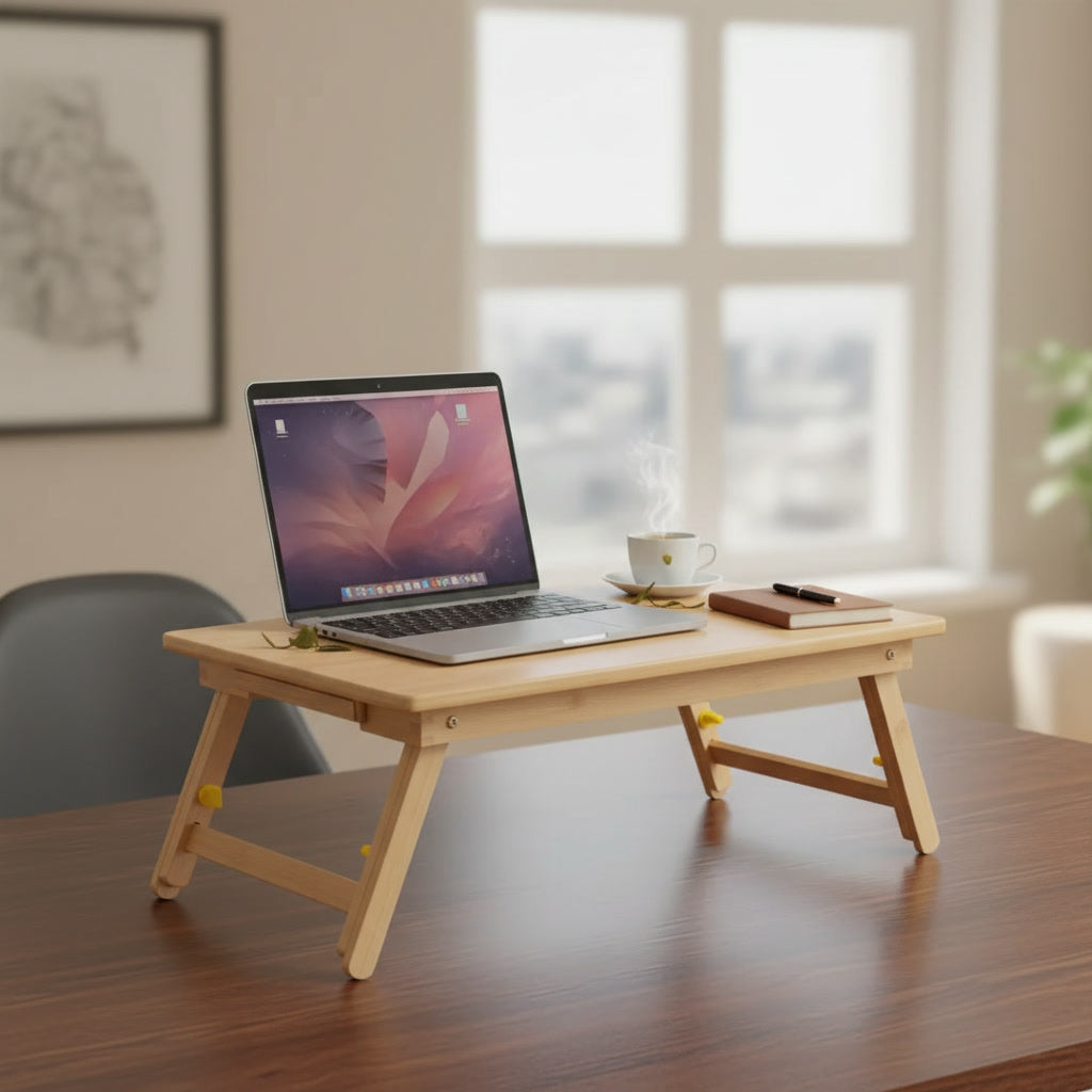 Table d’appoint pliable en bambou avec plateau inclinable 53,5 cm