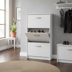 Meuble à chaussures vertical blanc 3 rabats 6 paires 58,5 x 104,5 x 17 cm