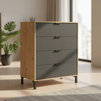 Commode compacte 4 tiroirs noir et marron 77,5 x 40 x 93,5 cm