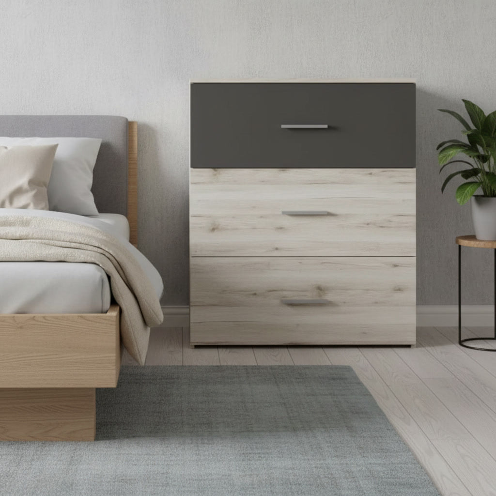 Commode compacte 3 tiroirs en bois 75,2 x 41,3 x 89,7 cm