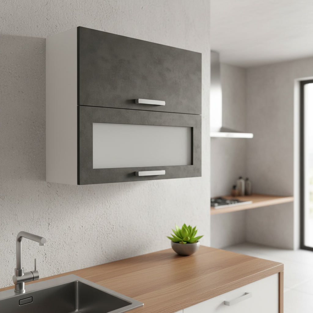 Meuble de cuisine haut gris mat 2 portes 80 x 31,6 x 72 cm