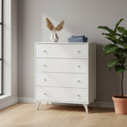 Commode compacte blanche 4 tiroirs 95 x 77,5 x 40 cm