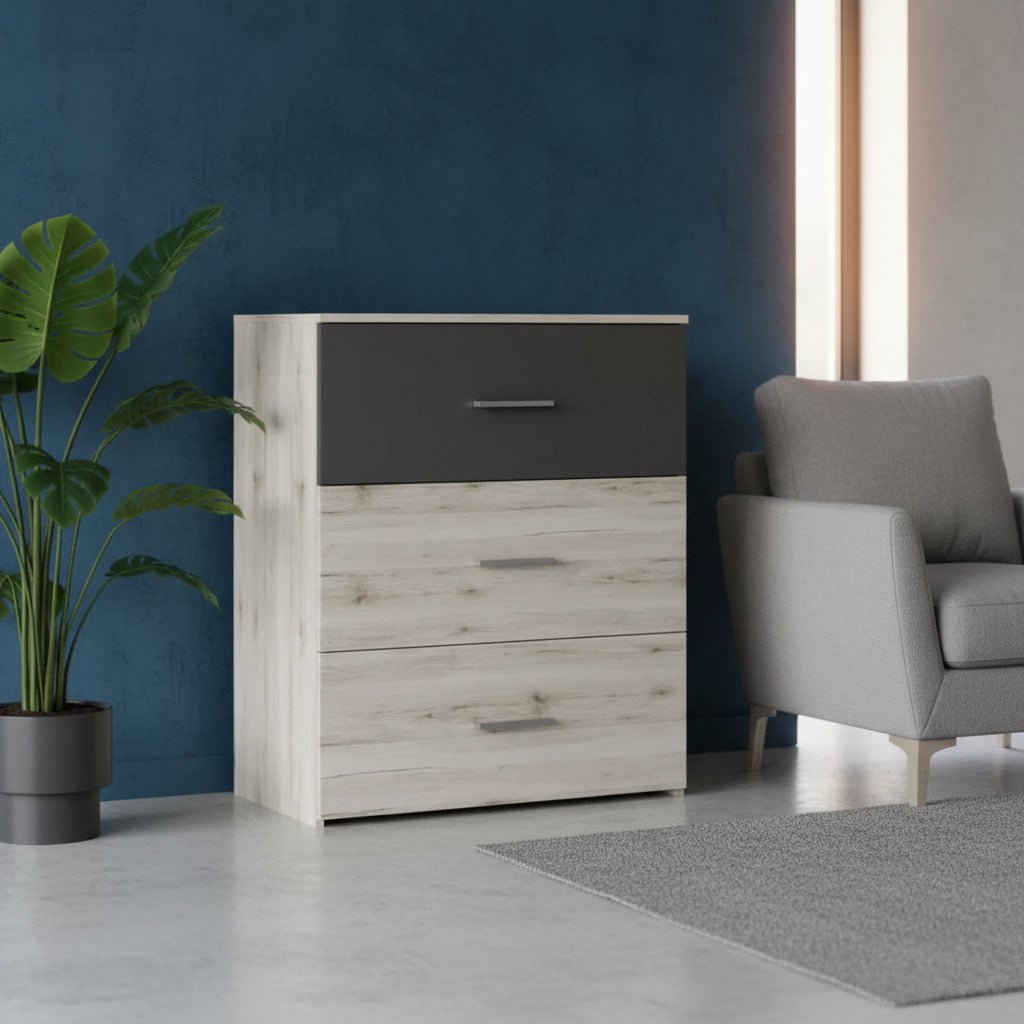 Commode compacte 3 tiroirs en bois 75,2 x 41,3 x 89,7 cm