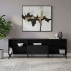 Meuble TV rectangulaire noir 154 x 32 x 52 cm