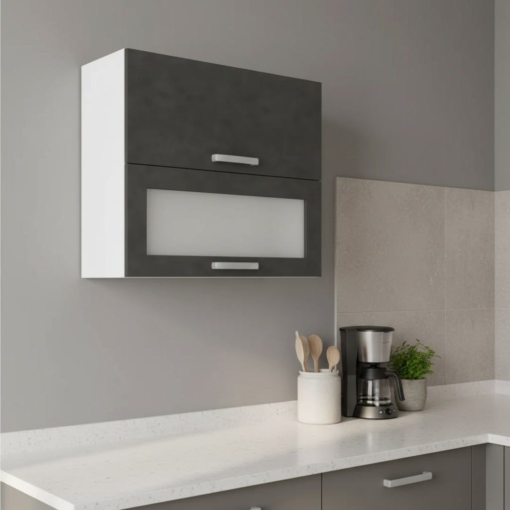 Meuble de cuisine haut gris mat 2 portes 80 x 31,6 x 72 cm