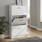 Meuble à chaussures vertical blanc 3 rabats 6 paires 58,5 x 104,5 x 17 cm