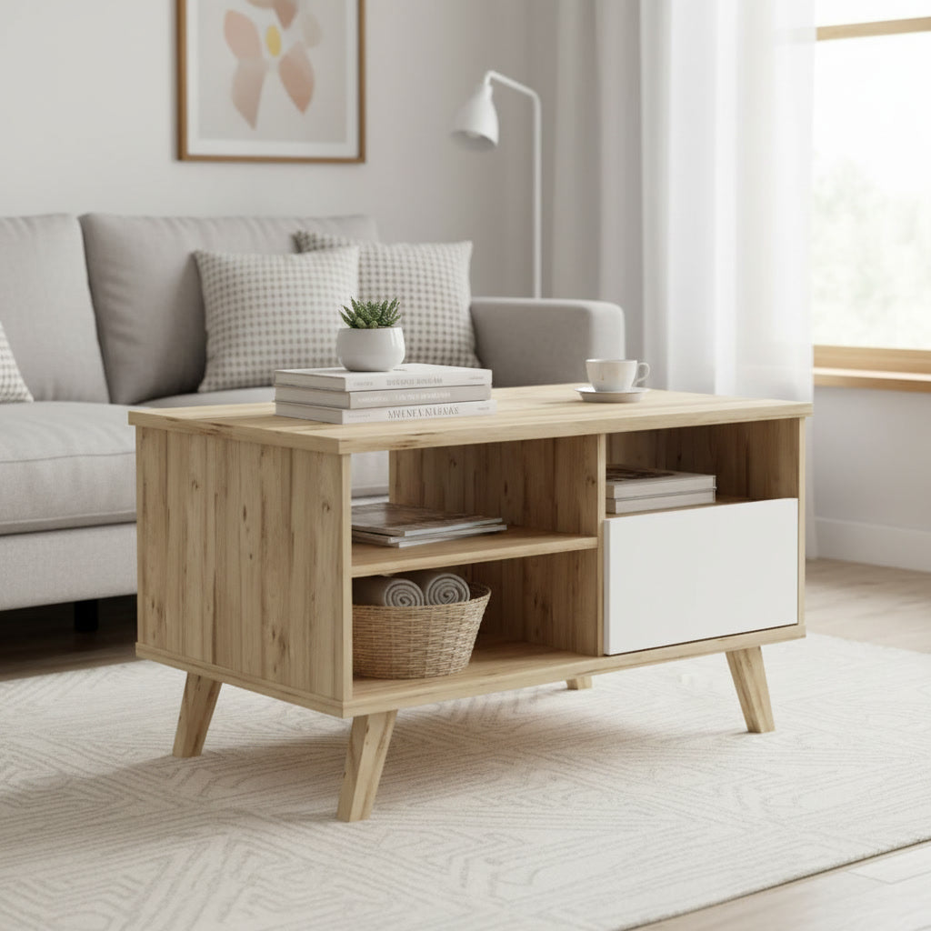 Table basse rectangulaire moderne 90 x 60 x 51,8 cm