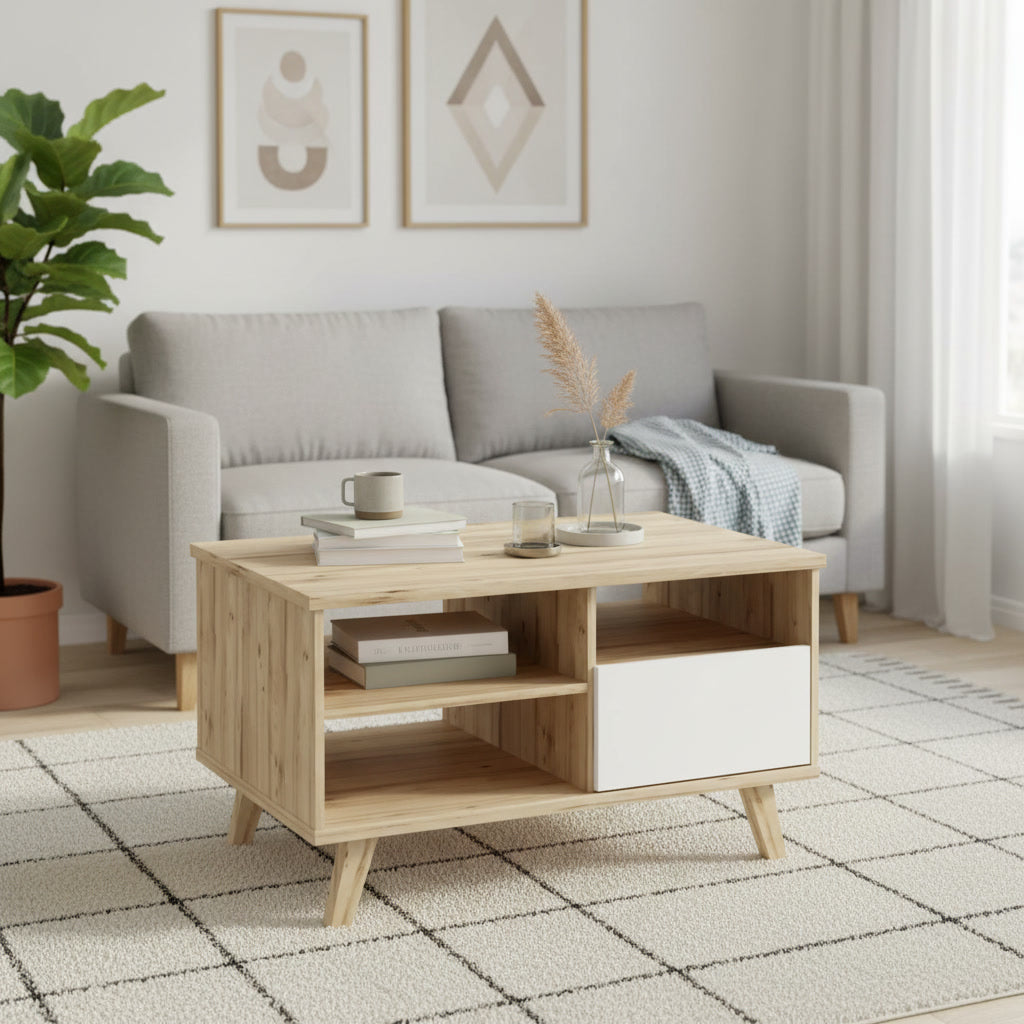 Table basse rectangulaire moderne 90 x 60 x 51,8 cm