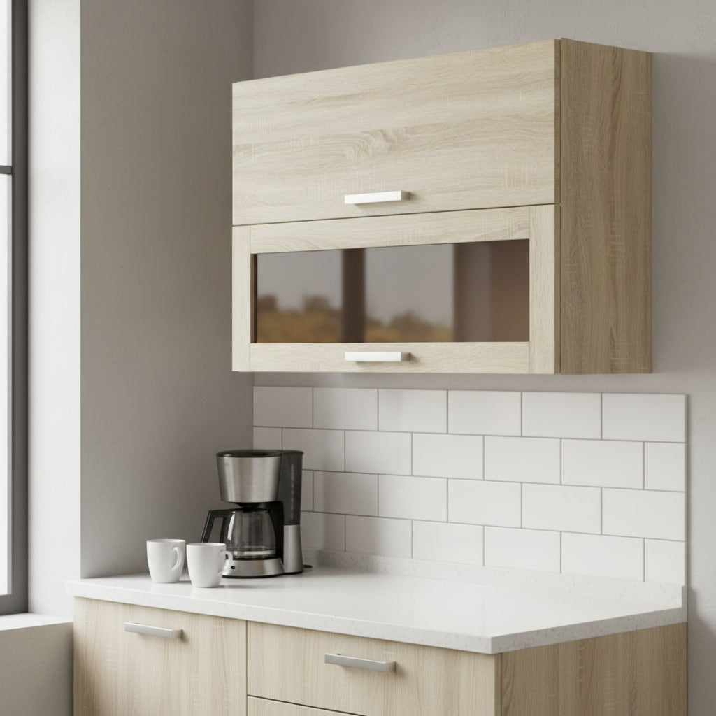 Meuble de cuisine vitré finition chêne Sonoma 80 x 31,6 x 72 cm