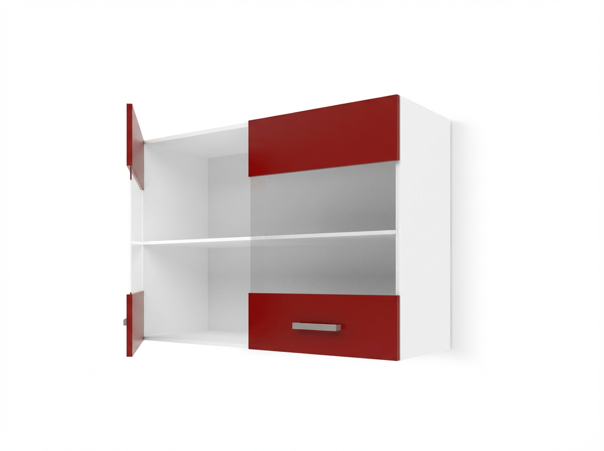 Meuble de cuisine haut rouge mat avec portes en verre 80 x 31 x 55 cm